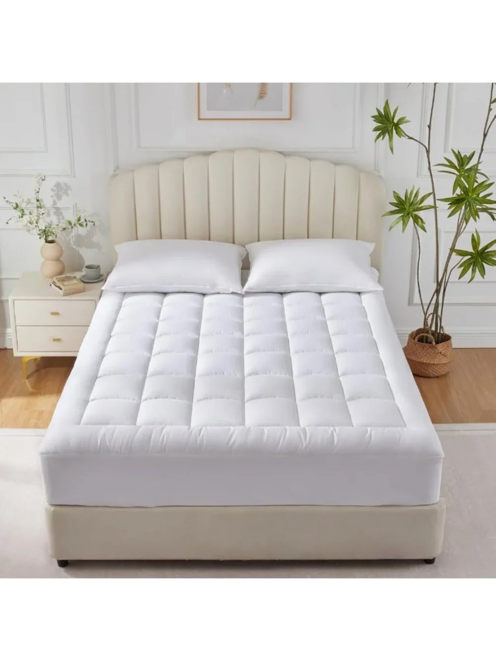 Cooling Twin Size Mattress Pad - Soft Pillow Top Cotton Mattress Topper